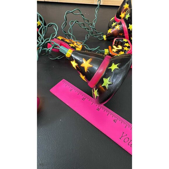 Vintage Blow Mold Witch Shoes Halloween String Lights Works - Picture 5 of 6